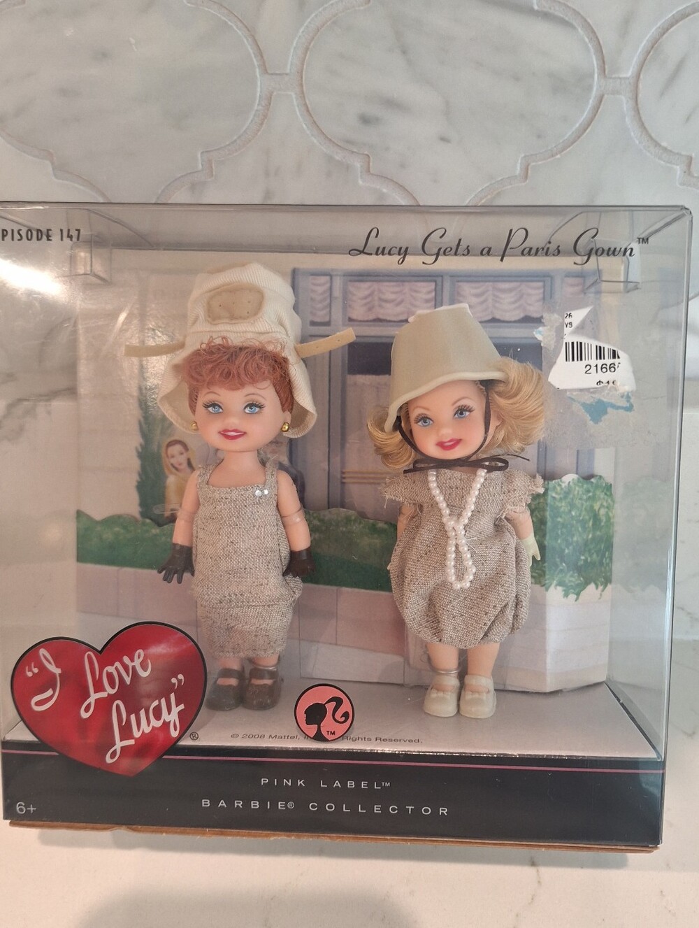 I Love Lucy 'Lucy Gets a Paris Gown' Barbie Collector Duo - Beige Dresses